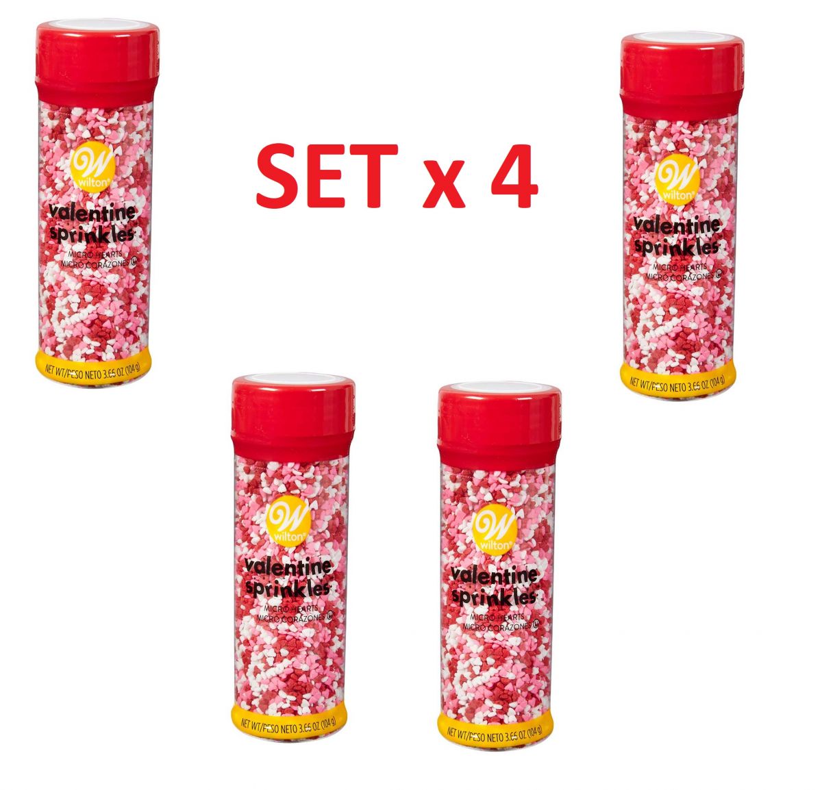 Set X 4 Sprinkles Wilton San Valentin Microcorazones 3623