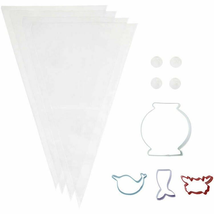 Juego Para Decorar Galletitas - Picos - Cortantes Y Mangas - Sirenita