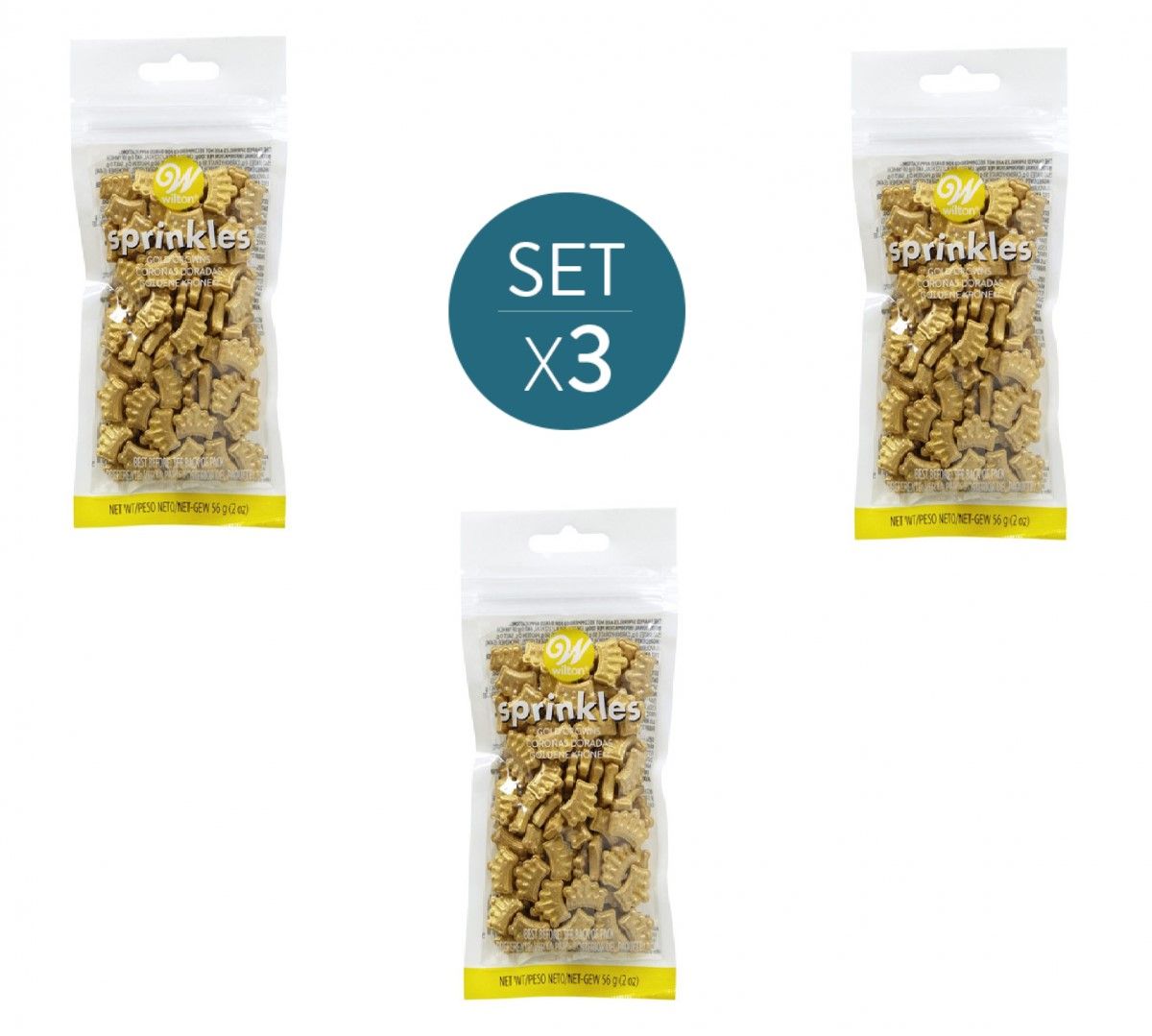 Set X 3 Sprinkles Wilton 56 Grs - Cierre Hermetico Corona