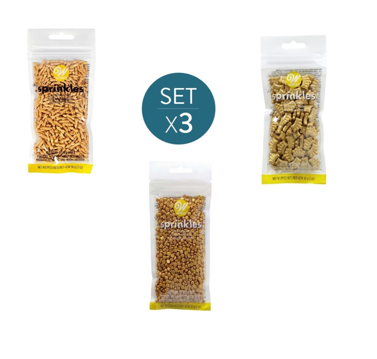 Set X 3 Sprinkles Wilton 56 Grs - Cierre Ziplock! Surtidos