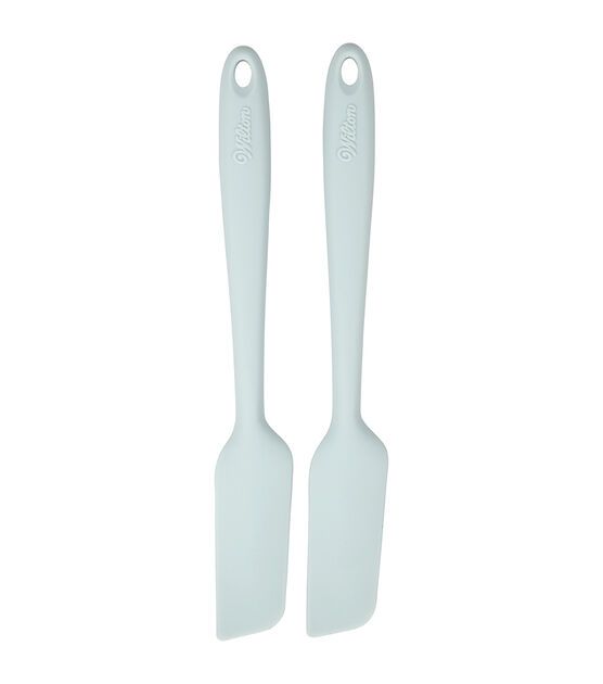 Mini Espátula Para Frascos De Silicona Celeste Pastel Set X 2