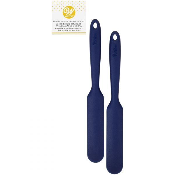 Mini Espátula Recta De Silicona Azul Marino Set X 2