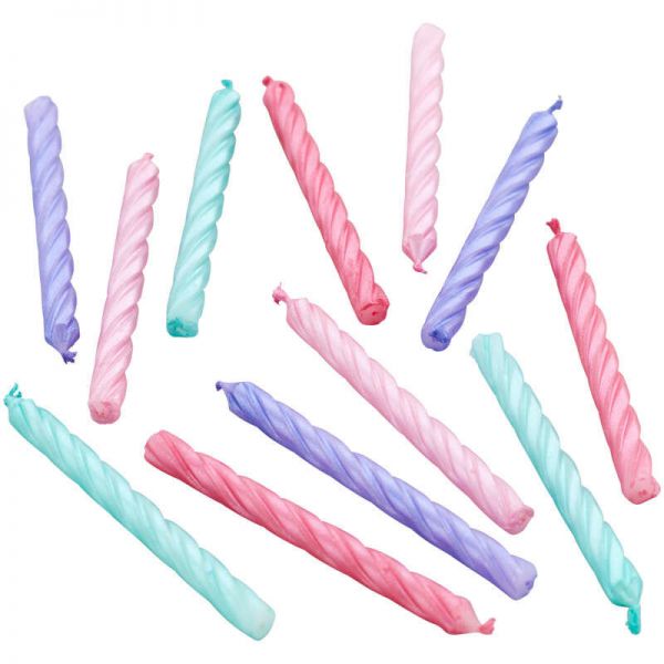 Velas De Cumpleaños Metálicas, Turquesa, Rosa Y Morado