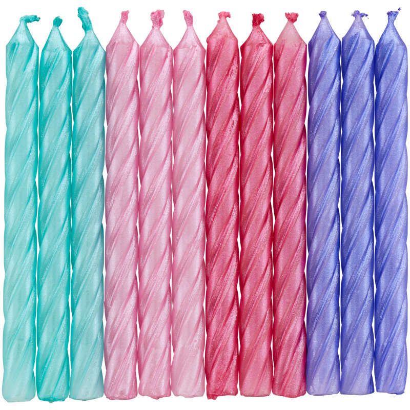 Velas De Cumpleaños Metálicas, Turquesa, Rosa Y Morado