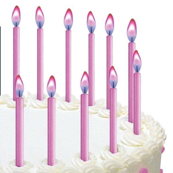 Velas De Cumpleaños Rosas Con Llama Color Rosa