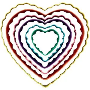 Set X 6 Cortantes - Bordes Lizos Y Rizados - Corazones