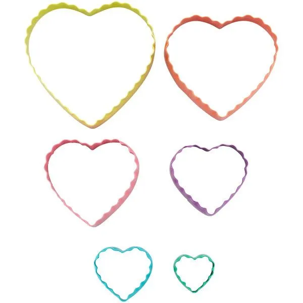 Set X 6 Cortantes - Bordes Lizos Y Rizados - Corazones
