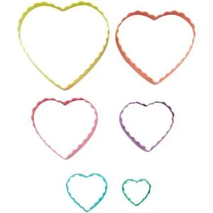 Set X 6 Cortantes - Bordes Lizos Y Rizados - Corazones