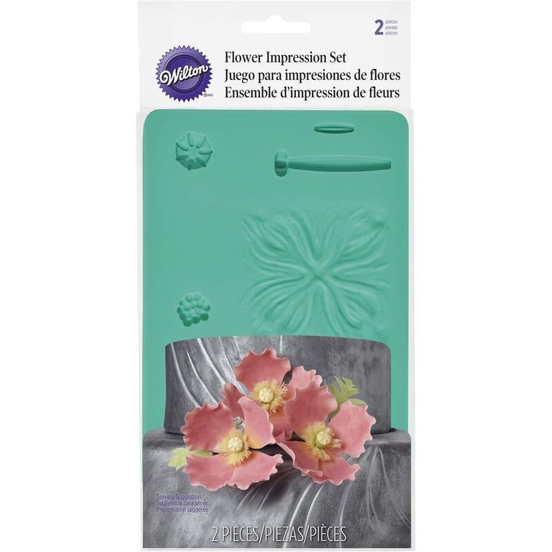 Molde Para Fondant Y Pasta De Goma Texturador De Flores Y Hojas Set X 2